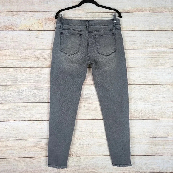 Kancan Women’s Size 29 Slim Ankle Zip Skinny Jeans Gray Stretchy Raw Edge Hem - Picture 8 of 11